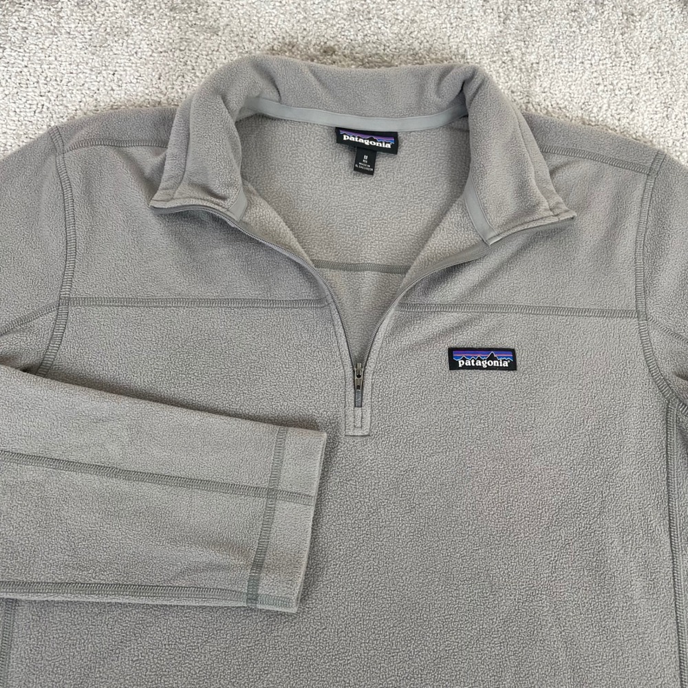Patagonia Micro D Fleece Pullover Mens Medium 1/4 Zip Quarter Zip Grey
